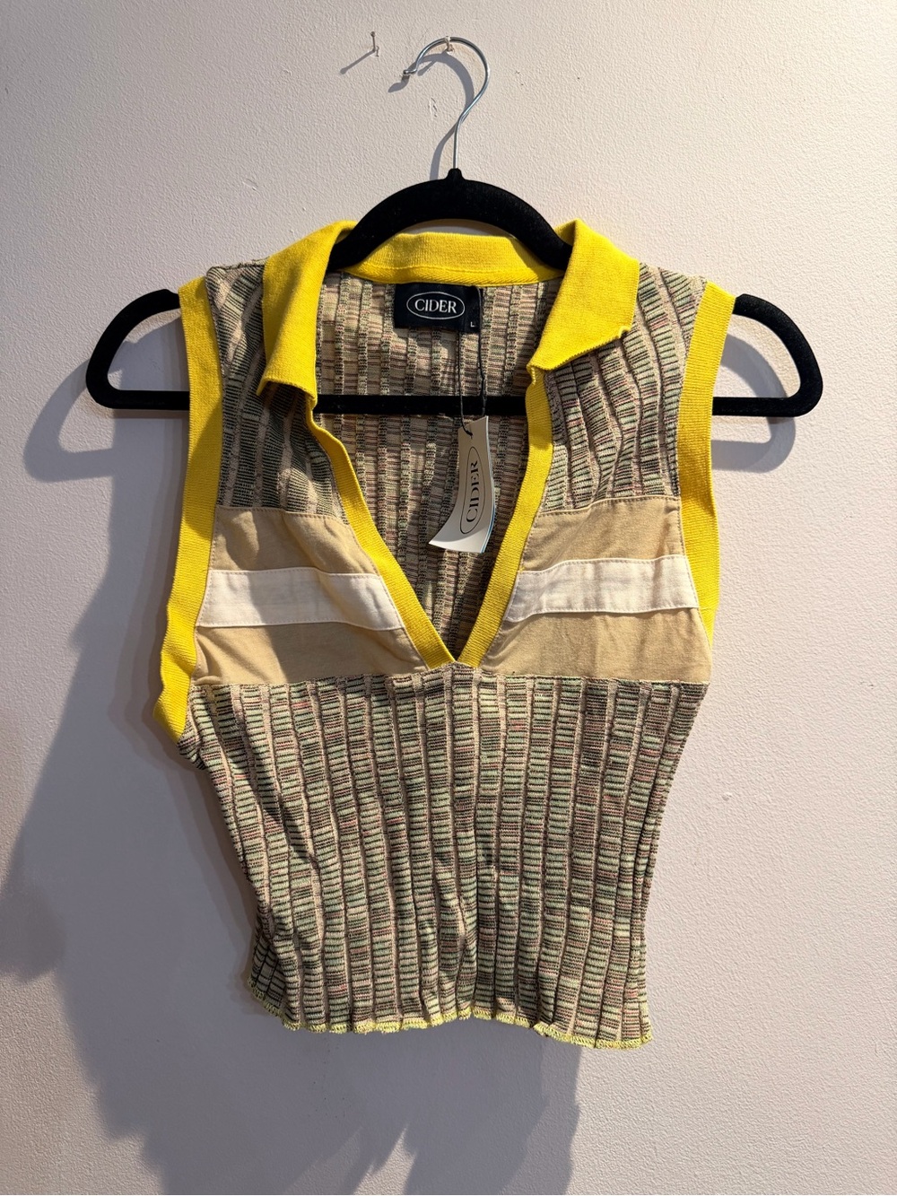 Cider Yellow-Trim Multicolor Ribbed Polo Tank